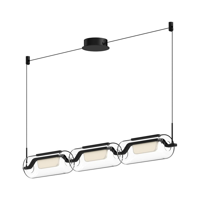 Kuzco Hilo 43" LED Linear Pendant, Black/Clear Glass Shade - LP28543-BK-UNV