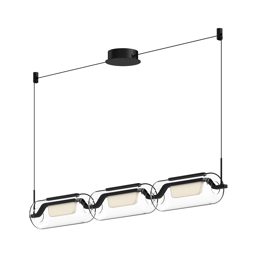 Kuzco Hilo 43" LED Linear Pendant, Black/Clear Glass Shade - LP28543-BK-UNV