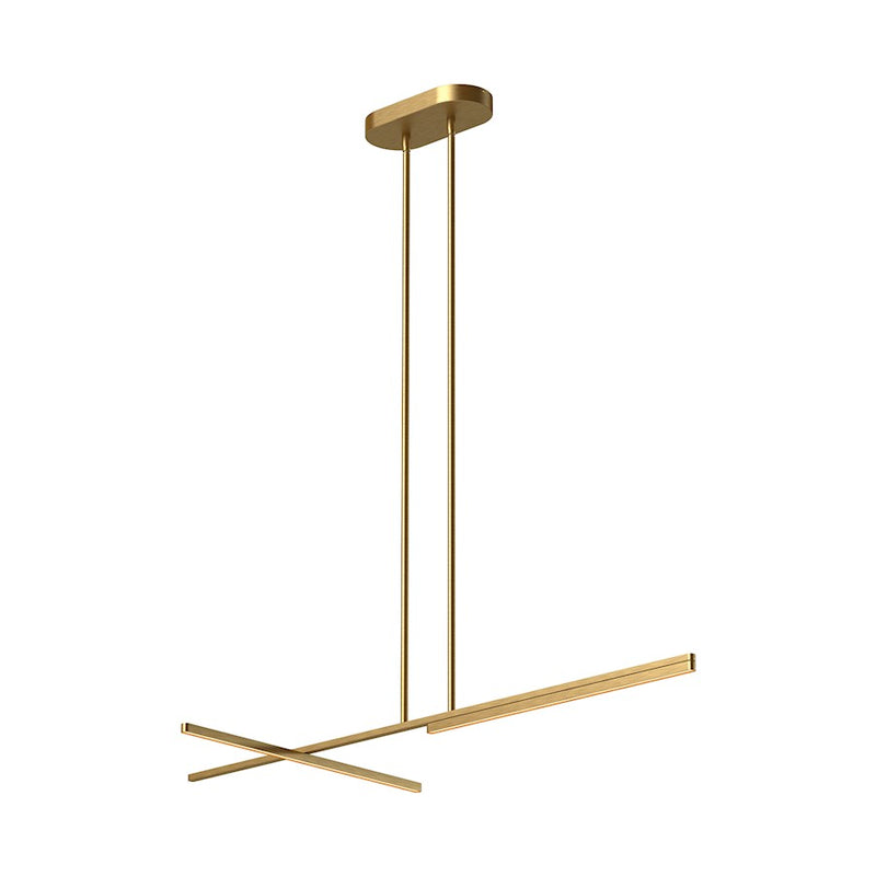 Kuzco Shift 48in 1-Light Linear Pendant | Brushed Gold Aluminum and White Acrylic Diffuser | Kitchen Island & Dining Room | Model LP28748-BG