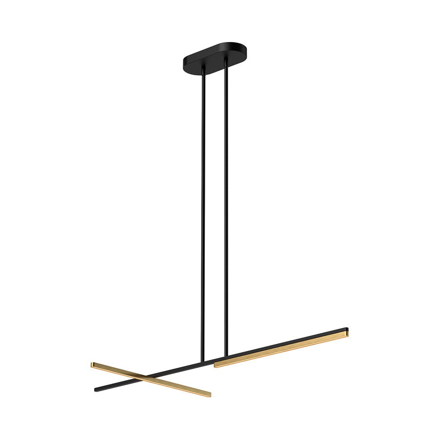 Kuzco Shift 48" LED Linear Pendant, Black/Brushed Gold - LP28748-BK-BG-UNV