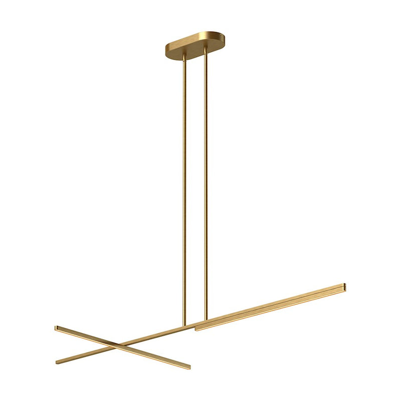 Kuzco Shift 60in 1-Light Linear Pendant | Brushed Gold Aluminum and White Acrylic Diffuser | Kitchen Island & Dining Room | Model LP28760-BG