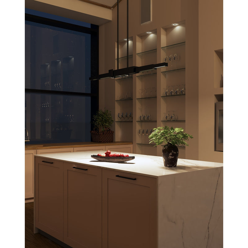 Kuzco Enzo 60in 1-Light LED Linear Pendant | Modern Black Aluminum and White Acrylic | Kitchen Island & Dining Room | 5100lm 3000K | Model LP29560-BK