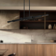 Kuzco Enzo 60in 1-Light LED Linear Pendant | Modern Black Aluminum and White Acrylic | Kitchen Island & Dining Room | 5100lm 3000K | Model LP29560-BK
