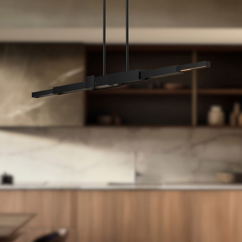 Kuzco Enzo 60in 1-Light LED Linear Pendant | Modern Black Aluminum and White Acrylic | Kitchen Island & Dining Room | 5100lm 3000K | Model LP29560-BK