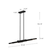 Kuzco Enzo 60in 1-Light LED Linear Pendant | Modern Black Aluminum and White Acrylic | Kitchen Island & Dining Room | 5100lm 3000K | Model LP29560-BK