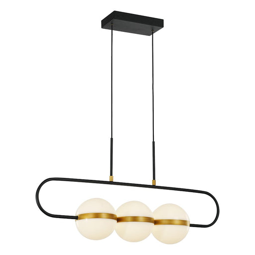 Kuzco Tagliato 32in LED Linear Pendant | Matte Black and Brushed Gold Steel with Frosted Acrylic Diffuser | Kitchen Island | Model LP302003MBBG