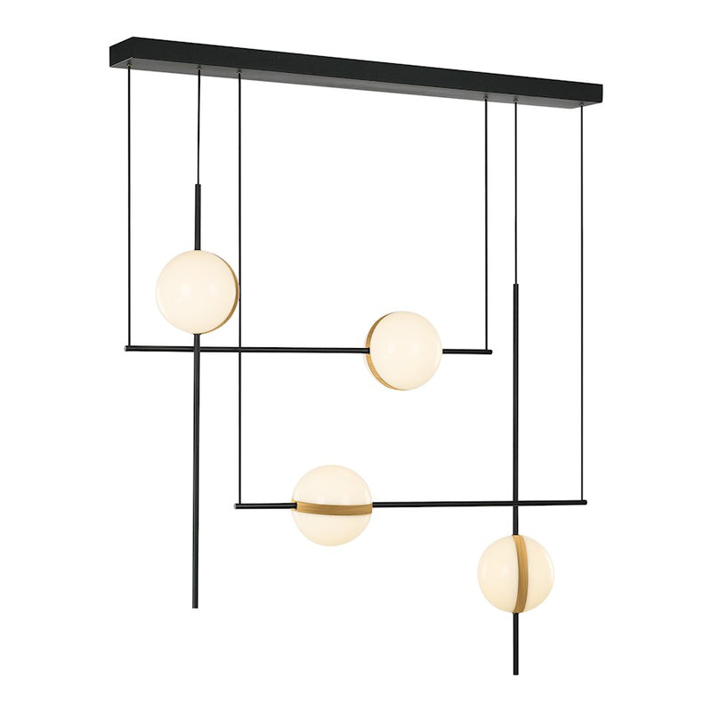 Kuzco Tagliato 40in 1-Light LED Linear Pendant | Modern Matte Black and Brushed Gold Frosted Acrylic | Kitchen Island & Dining | Model LP302004MBBG