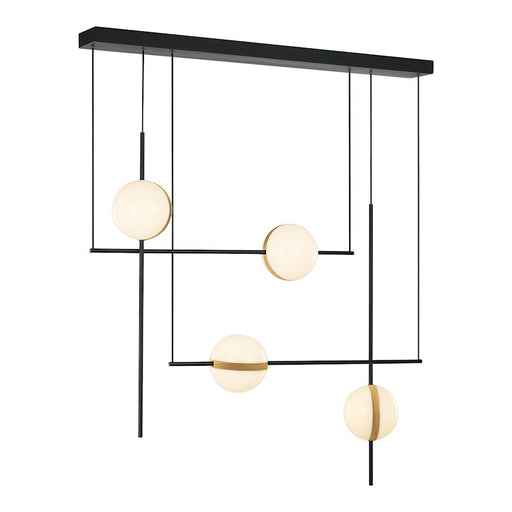 Kuzco Tagliato 40in 1-Light LED Linear Pendant | Modern Matte Black and Brushed Gold Frosted Acrylic | Kitchen Island & Dining | Model LP302004MBBG