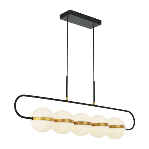 Kuzco Alora Tagliato 42in 5-Head LED Linear Pendant | Matte Black Brushed Gold and Frosted Acrylic | Kitchen Island & Dining Room | Model LP302005MBBG
