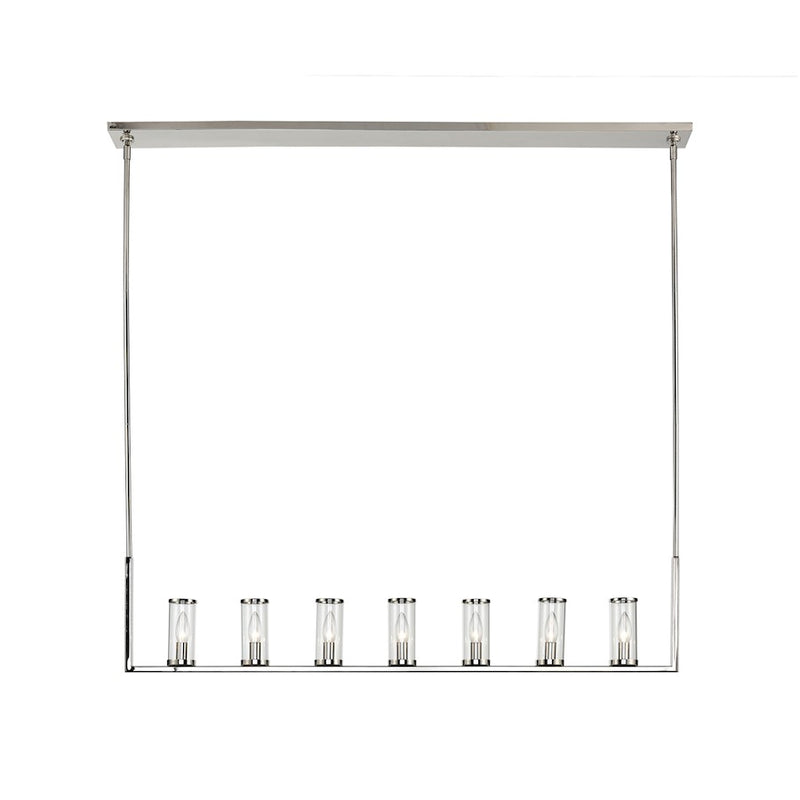 Alora Revolve 47in 7-Light Linear Pendant | Polished Nickel and Clear Glass | Dining Room & Kitchen Island | Model LP309007PNCG