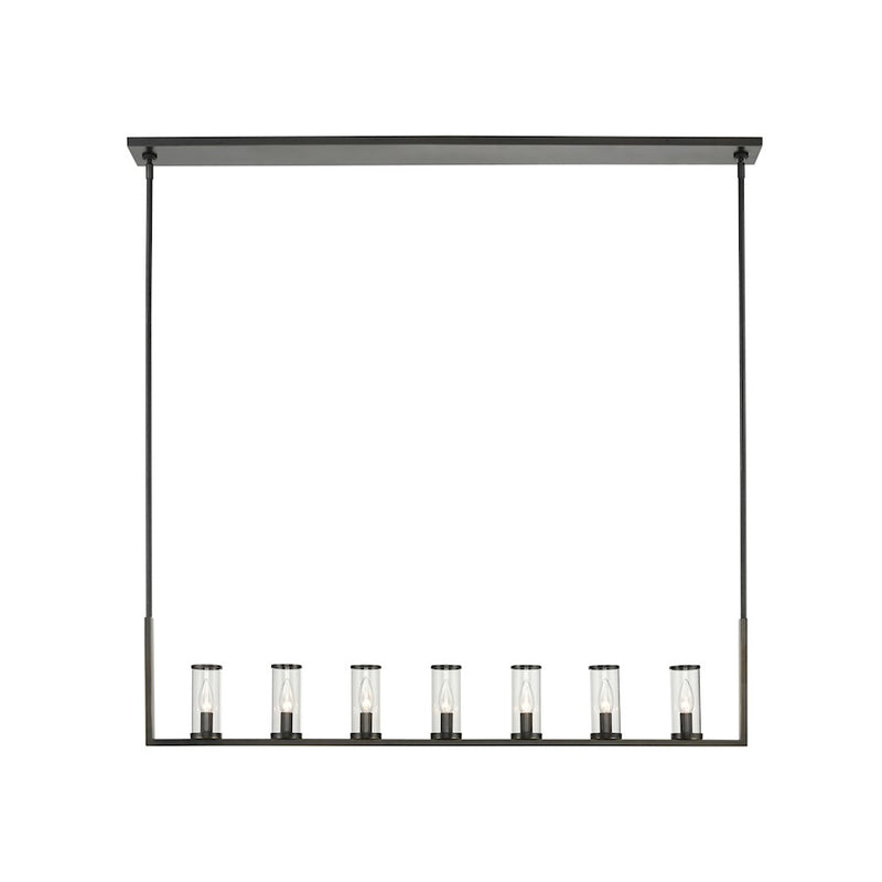 Alora Revolve 47in 7-Light Linear Pendant | Urban Bronze and Clear Glass | Kitchen Island & Dining Room | Model LP309007UBCG