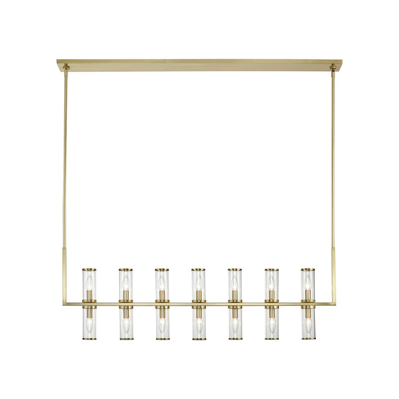 Kuzco Alora Revolve 47in 14-Light Linear Pendant | Natural Brass and Clear Glass | Dining Room & Living Room | 47 x 16 in | Model LP309077NBCG