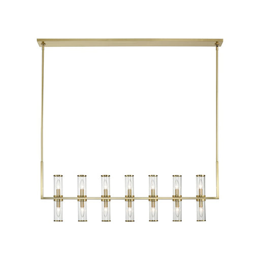 Kuzco Alora Revolve 47in 14-Light Linear Pendant | Natural Brass and Clear Glass | Dining Room & Living Room | 47 x 16 in | Model LP309077NBCG