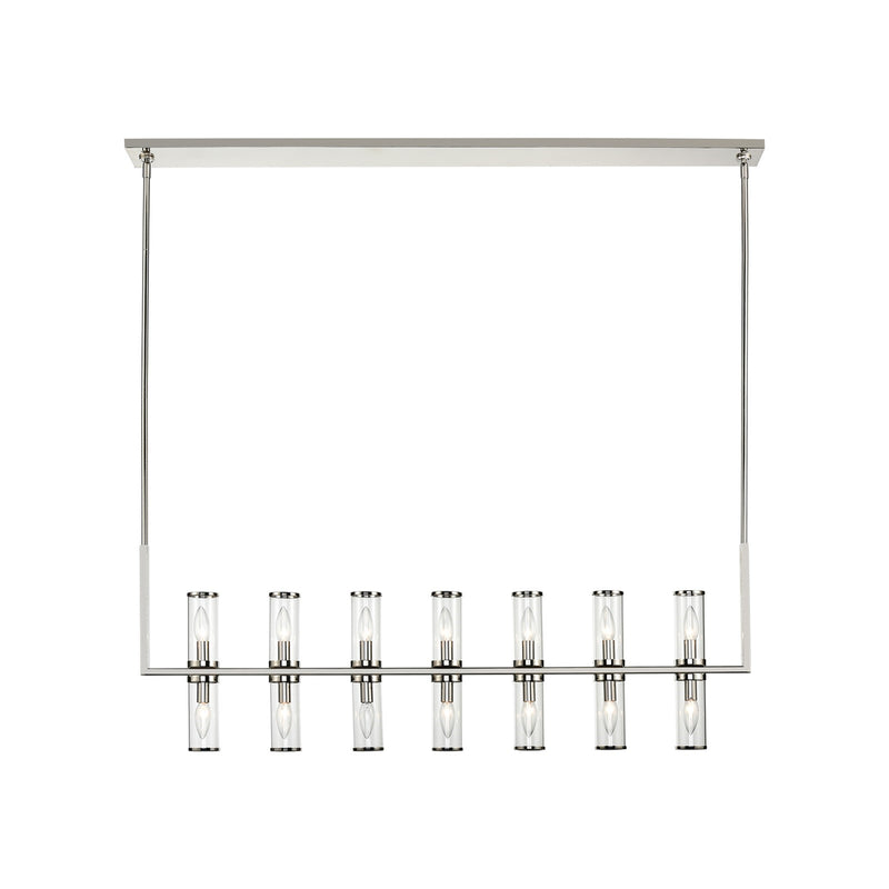 Kuzco Revolve 14-Light Linear Pendant | Modern Polished Nickel and Clear Glass | Dining Room & Living Room | Model LP309077PNCG