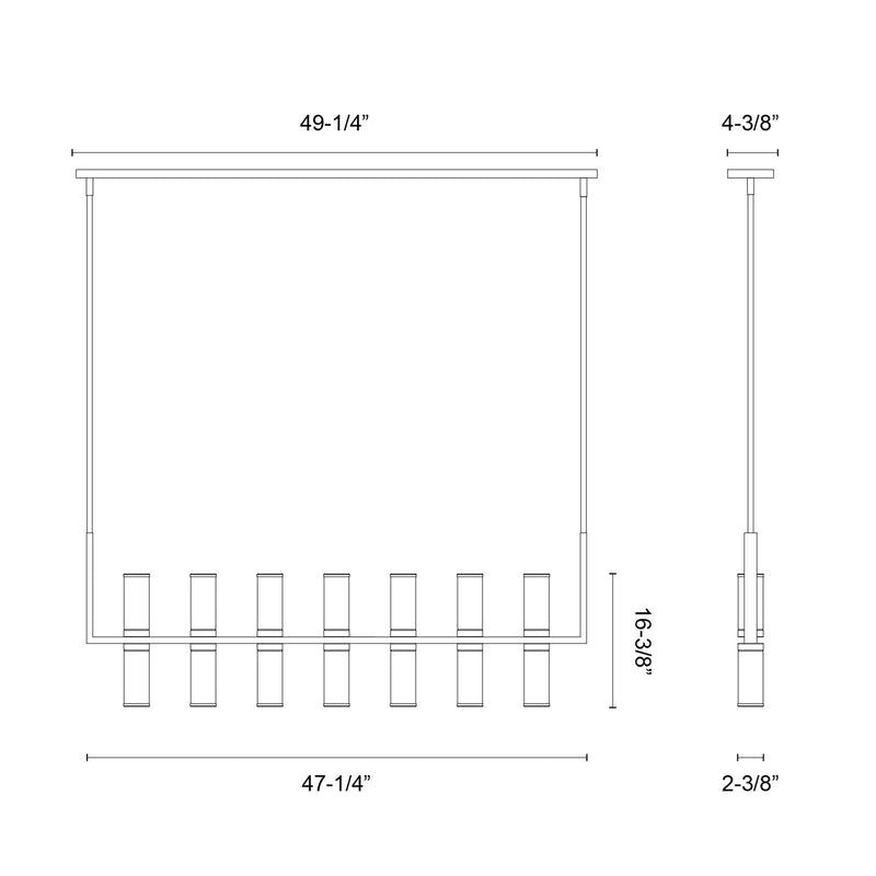 Kuzco Alora Revolve 47in 14-Light Linear Pendant | Urban Bronze and Clear Glass | Kitchen Island & Dining Room | 47 x 2 x 16 in | Model LP309077UBCG
