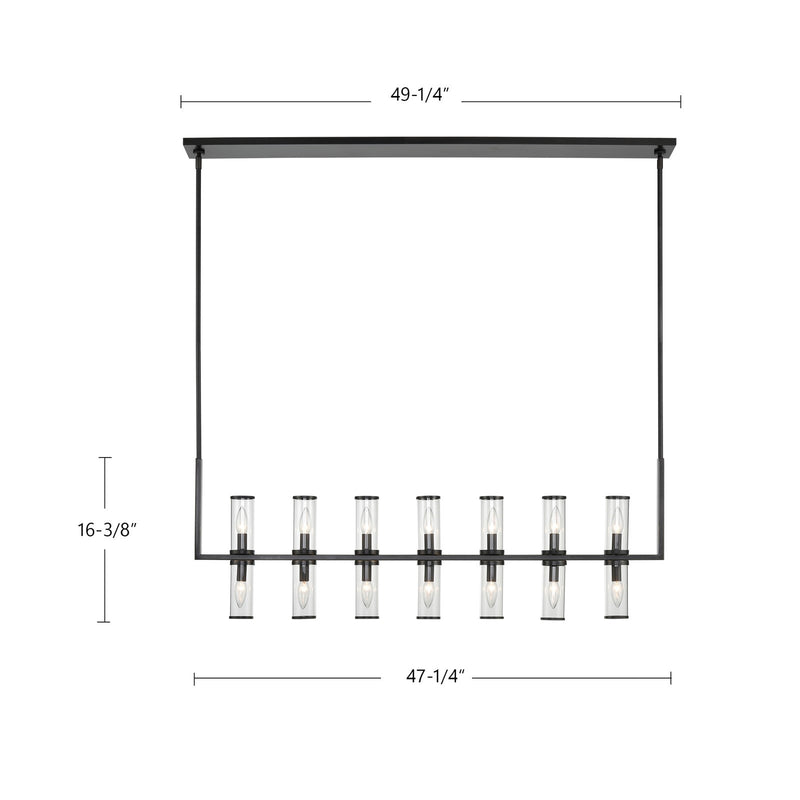 Kuzco Alora Revolve 47in 14-Light Linear Pendant | Urban Bronze and Clear Glass | Kitchen Island & Dining Room | 47 x 2 x 16 in | Model LP309077UBCG