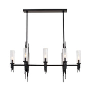 Kuzco Torres 38in 8-Light Linear Pendant | Industrial Clear Ribbed Glass and Matte Black | Dining Room & Kitchen Island | Model LP335838MBCR