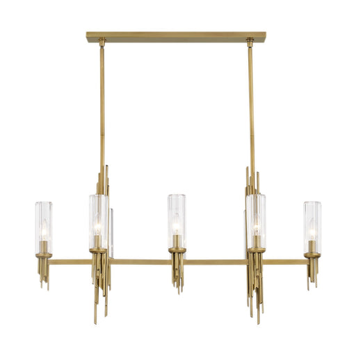 Kuzco Torres 38in 8-Light Linear Pendant | Brutalist Ribbed Glass Vintage Brass | Dining Room & Kitchen | 38 x 18 x 22 in | Model LP335838VBCR