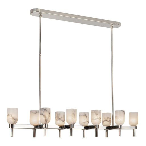 Kuzco Lucian 52in 10-Light Linear Pendant | Polished Nickel Alabaster Steel and Alabaster | Kitchen Island & Dining Room | Model LP338052PNAR