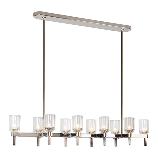 Kuzco Lucian 52in 10-Light Linear Pendant | Classic Polished Nickel Steel and Alabaster | Kitchen Island & Dining Room | Model LP338052PNCC