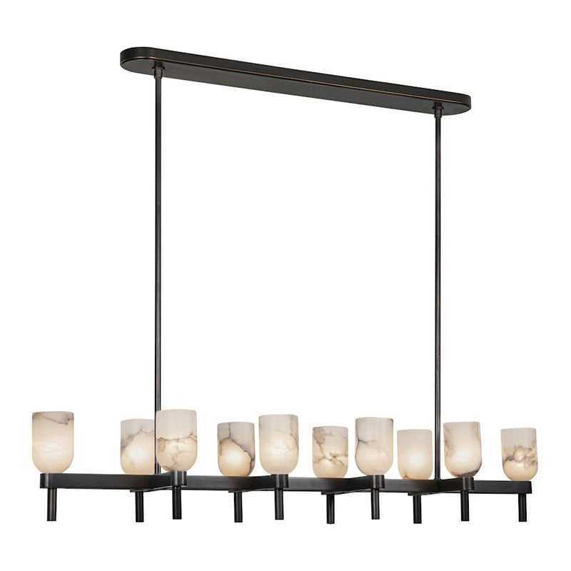 Alora Lucian 52in 10-Light Linear Pendant | Classic Urban Bronze Steel and Alabaster Glass | Dining Room & Kitchen Island | Model LP338052UBAR