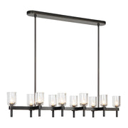 Kuzco Lucian 52in 10-Light Linear Pendant | Classic Clear Crystal and Urban Bronze with Alabaster Diffuser | Dining Room | Model LP338052UBCC