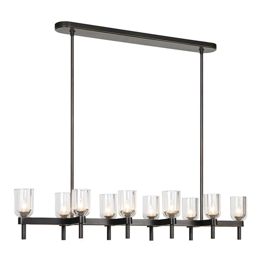 Kuzco Lucian 52in 10-Light Linear Pendant | Classic Clear Crystal and Urban Bronze with Alabaster Diffuser | Dining Room | Model LP338052UBCC