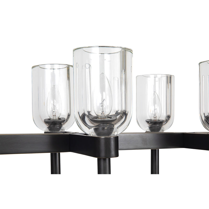 Kuzco Lucian 52in 10-Light Linear Pendant | Classic Clear Crystal and Urban Bronze with Alabaster Diffuser | Dining Room | Model LP338052UBCC