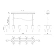 Kuzco Lucian 52in 10-Light Linear Pendant | Classic Clear Crystal and Urban Bronze with Alabaster Diffuser | Dining Room | Model LP338052UBCC