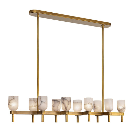 Kuzco Lucian 52in 10-Light Linear Pendant | Vintage Brass Steel and Alabaster Glass | Dining Room & Kitchen Island | Model LP338052VBAR