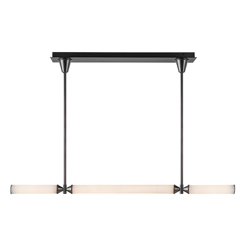 Kuzco Edwin 48in LED Linear Pendant | Urban Bronze Steel and Frosted Ribbed Glass | Kitchen Island & Dining Room | 2960lm 3000K | Model LP348148UBFR