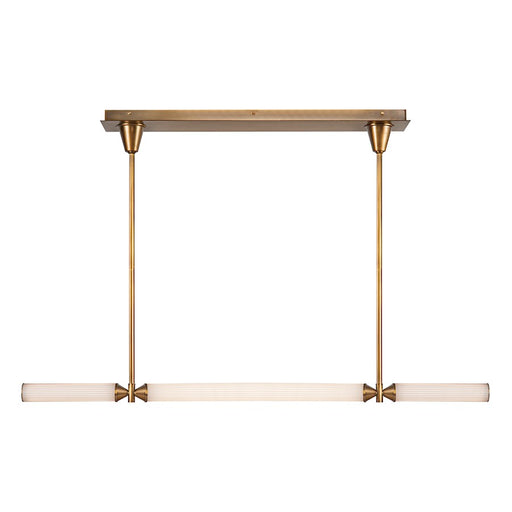 Kuzco Edwin 48in 1-Light LED Linear Pendant | Art Deco Vintage Brass and Frosted Ribbed Glass | Kitchen Island & Dining Room | Model LP348148VBFR