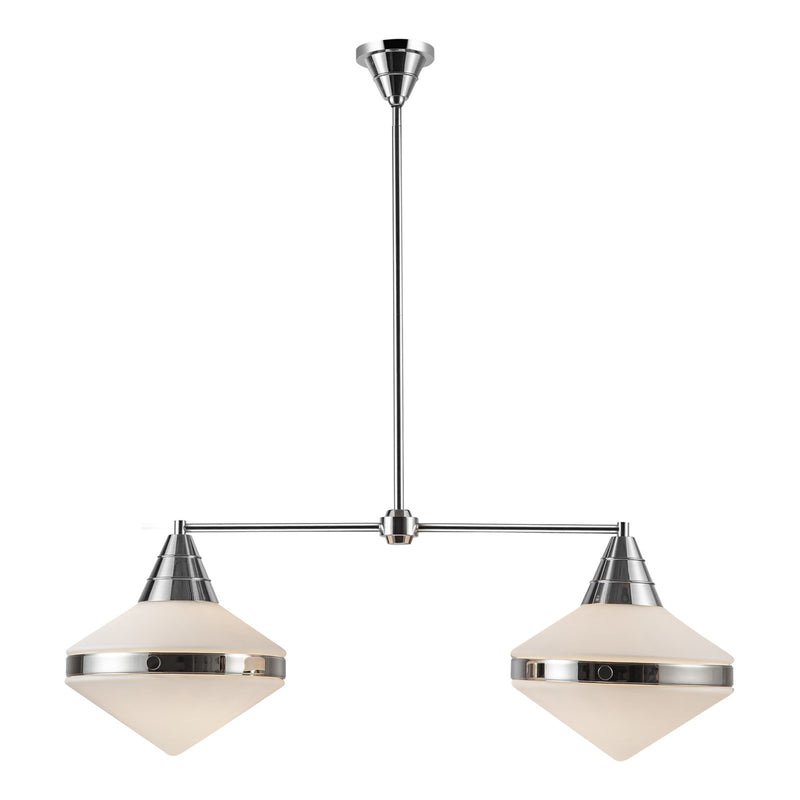 Kuzco Willard 41in 2-Light Linear Pendant | Polished Nickel Steel and Opal Matte Glass | Kitchen Island & Dining Room | Model LP348241PNOP