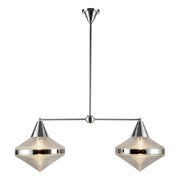 Kuzco Willard 41in 2-Light Linear Pendant | Industrial Polished Nickel Steel and Clear Prismatic Opal Glass | Kitchen Island | Model LP348241PNPG