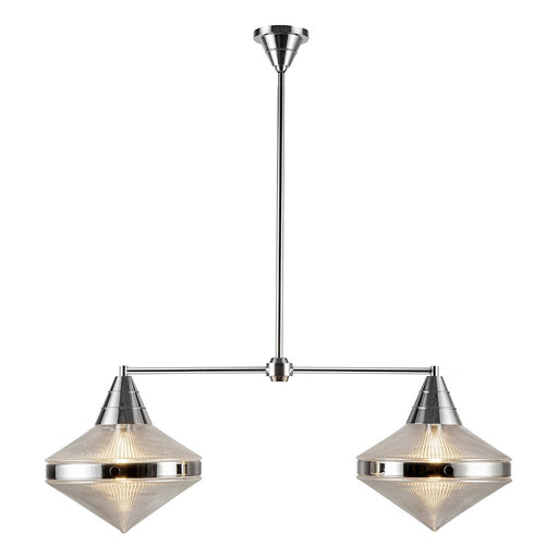 Kuzco Willard 41in 2-Light Linear Pendant | Industrial Polished Nickel Steel and Clear Prismatic Opal Glass | Kitchen Island | Model LP348241PNPG