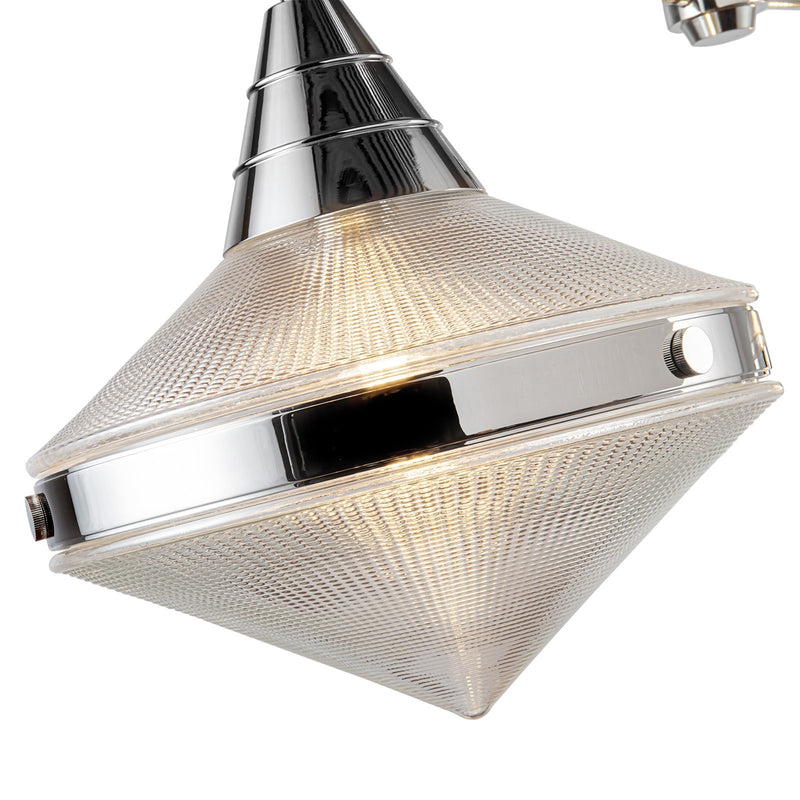 Kuzco Willard 41in 2-Light Linear Pendant | Industrial Polished Nickel Steel and Clear Prismatic Opal Glass | Kitchen Island | Model LP348241PNPG