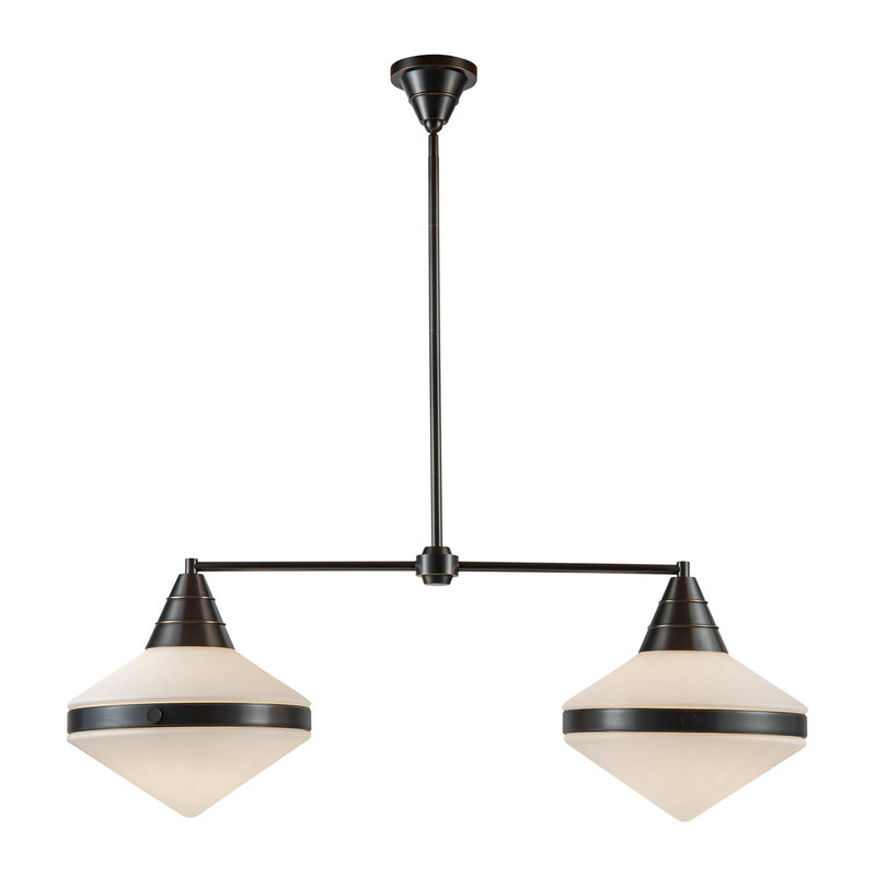 Kuzco Willard 41in 2-Light Linear Pendant | Urban Bronze and Opal Matte Glass | Kitchen Island & Dining Room | Model LP348241UBOP