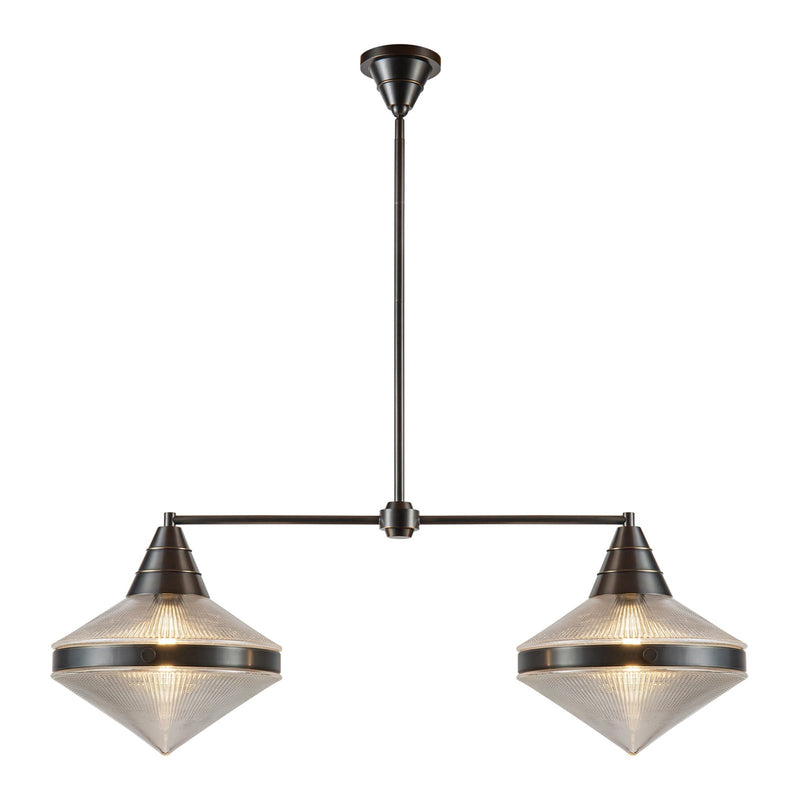 Kuzco Willard 41in 2-Light Linear Pendant | Urban Bronze and Clear Prismatic Glass | Kitchen Island & Dining Room | Model LP348241UBPG