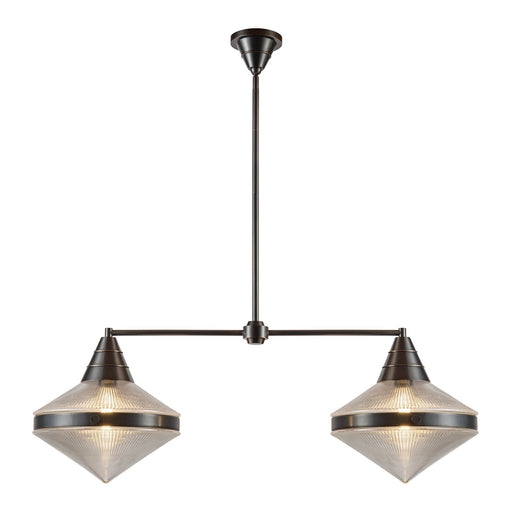 Kuzco Willard 41in 2-Light Linear Pendant | Urban Bronze and Clear Prismatic Glass | Kitchen Island & Dining Room | Model LP348241UBPG