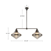 Kuzco Willard 41in 2-Light Linear Pendant | Urban Bronze and Clear Prismatic Glass | Kitchen Island & Dining Room | Model LP348241UBPG