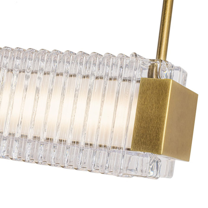 Alora Alai 47" Linear Pendant, Brass/Ribbed/Clear Ribbed