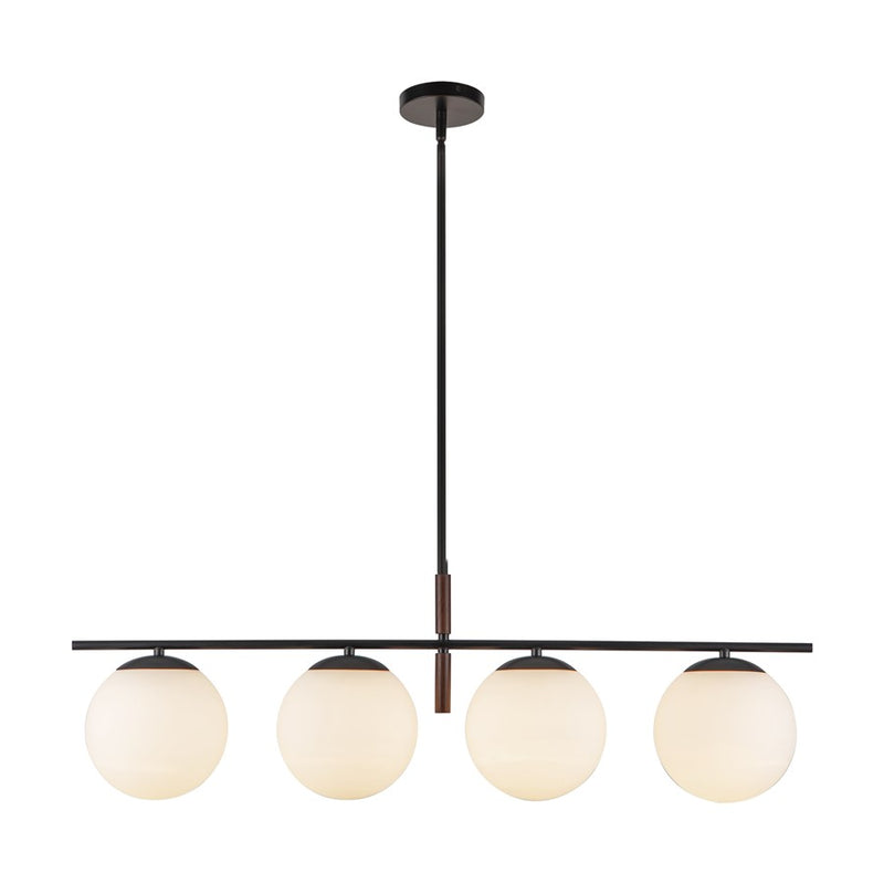 Kuzco Zuri 37" Socket Linear Pendant, Black/Opal Glass/Opal Glass - LP421437MBOP