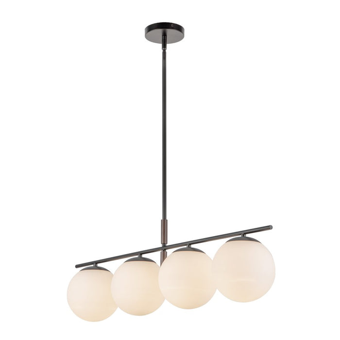 Kuzco Zuri 37" Socket Linear Pendant, Black/Opal Glass/Opal Glass