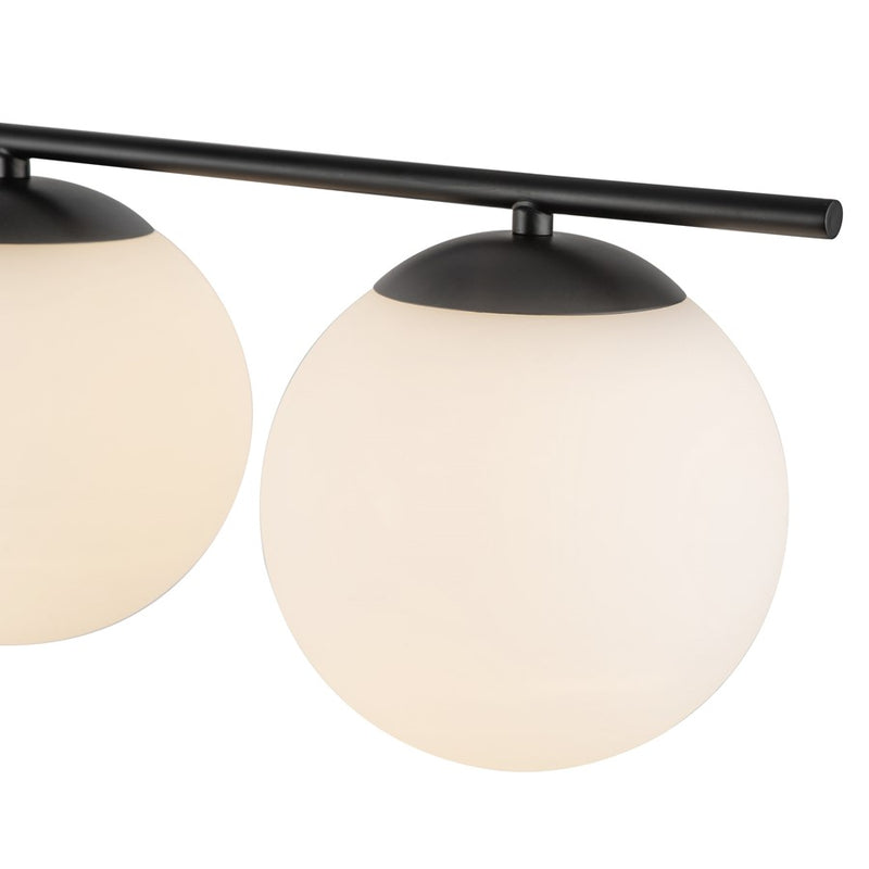 Kuzco Zuri 37" Socket Linear Pendant, Black/Opal Glass/Opal Glass
