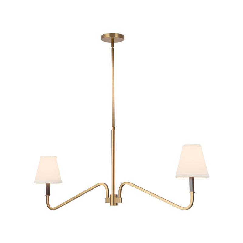 Kuzco Sloan 30" Gold Linear Pendant, Brushed Gold/White Linen
