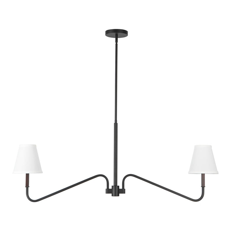 Kuzco Sloan 30" Black Linear Pendant, Matte Black/White Linen