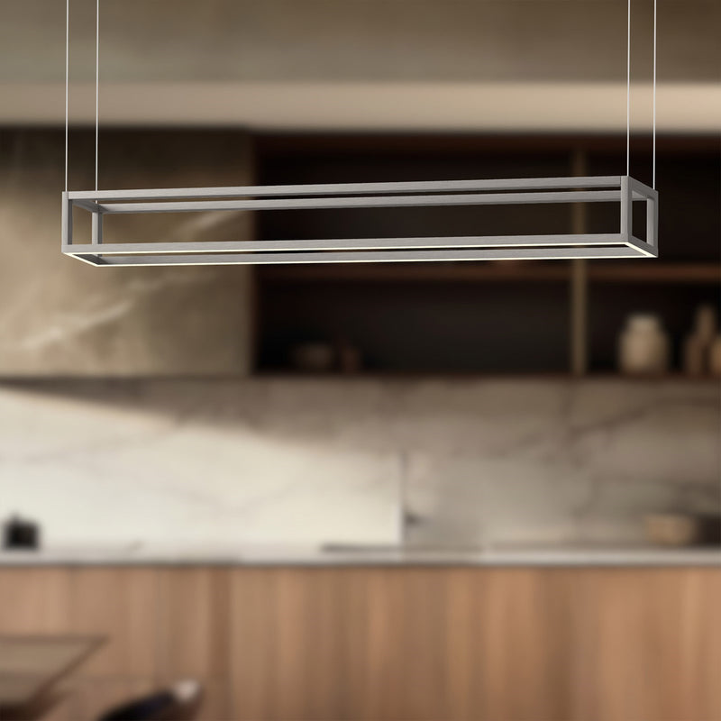 Kuzco Plaza 48in 1-Light LED Linear Pendant | Black Aluminum and White Silicone | Kitchen Island & Dining Room | Model LP45548-BN-UNV