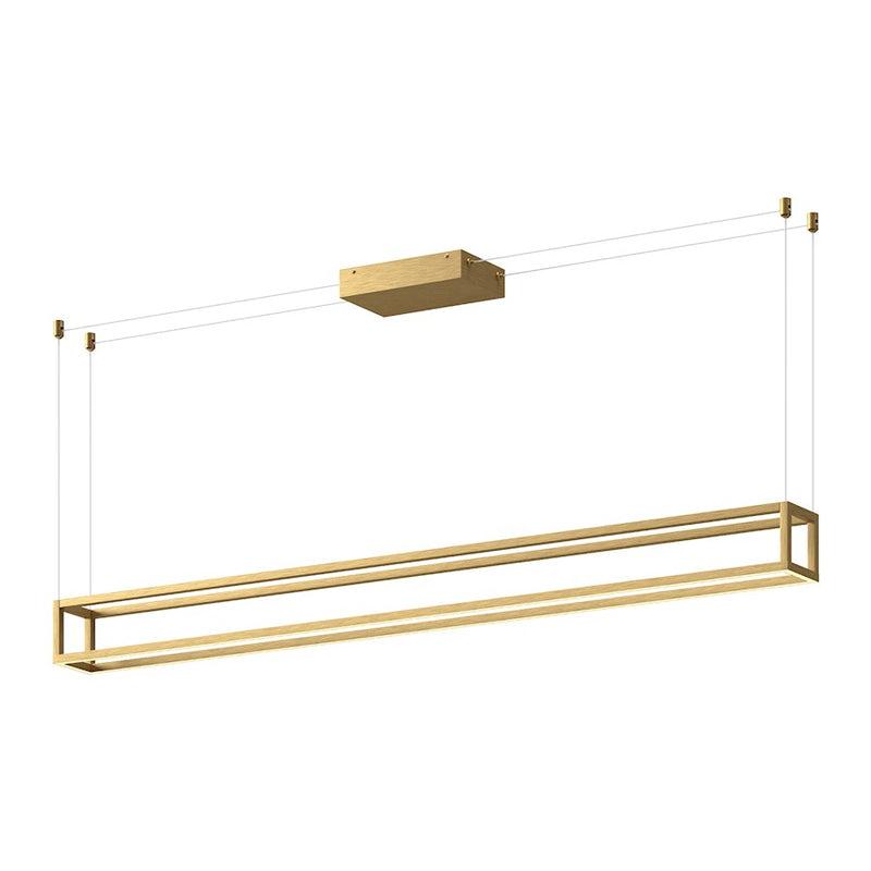 Kuzco Plaza 59in LED Linear Pendant | Brushed Gold Aluminum and White Silicone Diffuser | Kitchen Island & Dining Room | Model LP45560-BG-UNV