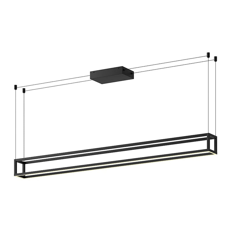 Kuzco Plaza 60in LED Linear Pendant | Modern Black Aluminum and White Silicone Diffuser | Kitchen Island & Dining Room | Model LP45560-BK-UNV