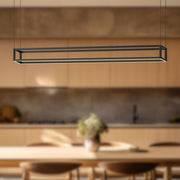 Kuzco Plaza 60in LED Linear Pendant | Modern Black Aluminum and White Silicone Diffuser | Kitchen Island & Dining Room | Model LP45560-BK-UNV